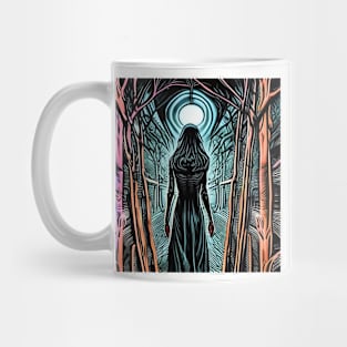 Midnight Woman in Black from Behind Mug